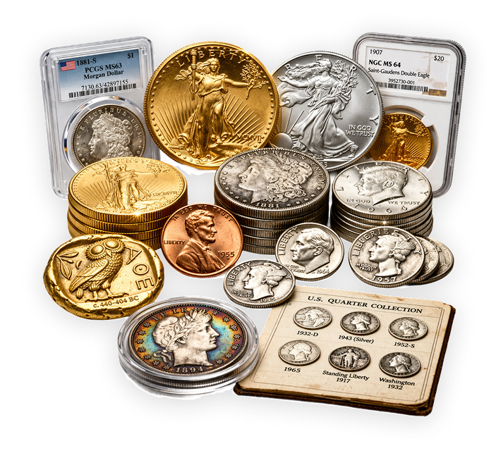 Coins and stamps collection
