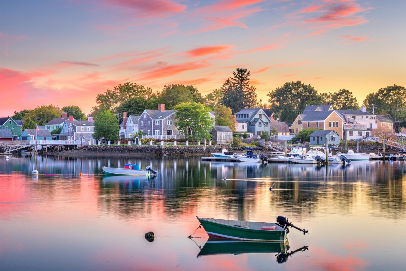 Portsmouth, New Hampshire harbor at sunset