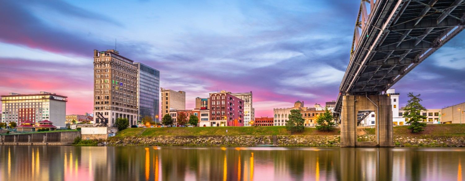 The West Virginia State Capitol in Charleston along the Kanawha River